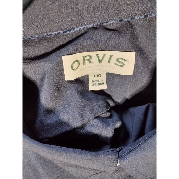 Orvis Men's Short Sleeve Performance Tech Shirt L Navy Blue Button Down - Picture 8 of 8